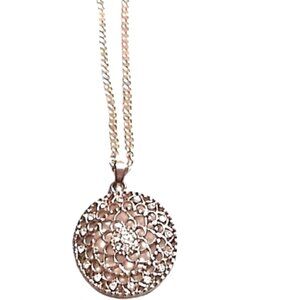 Charming Charlie Gold-tone Rhinestone Filigree Pendant Necklace